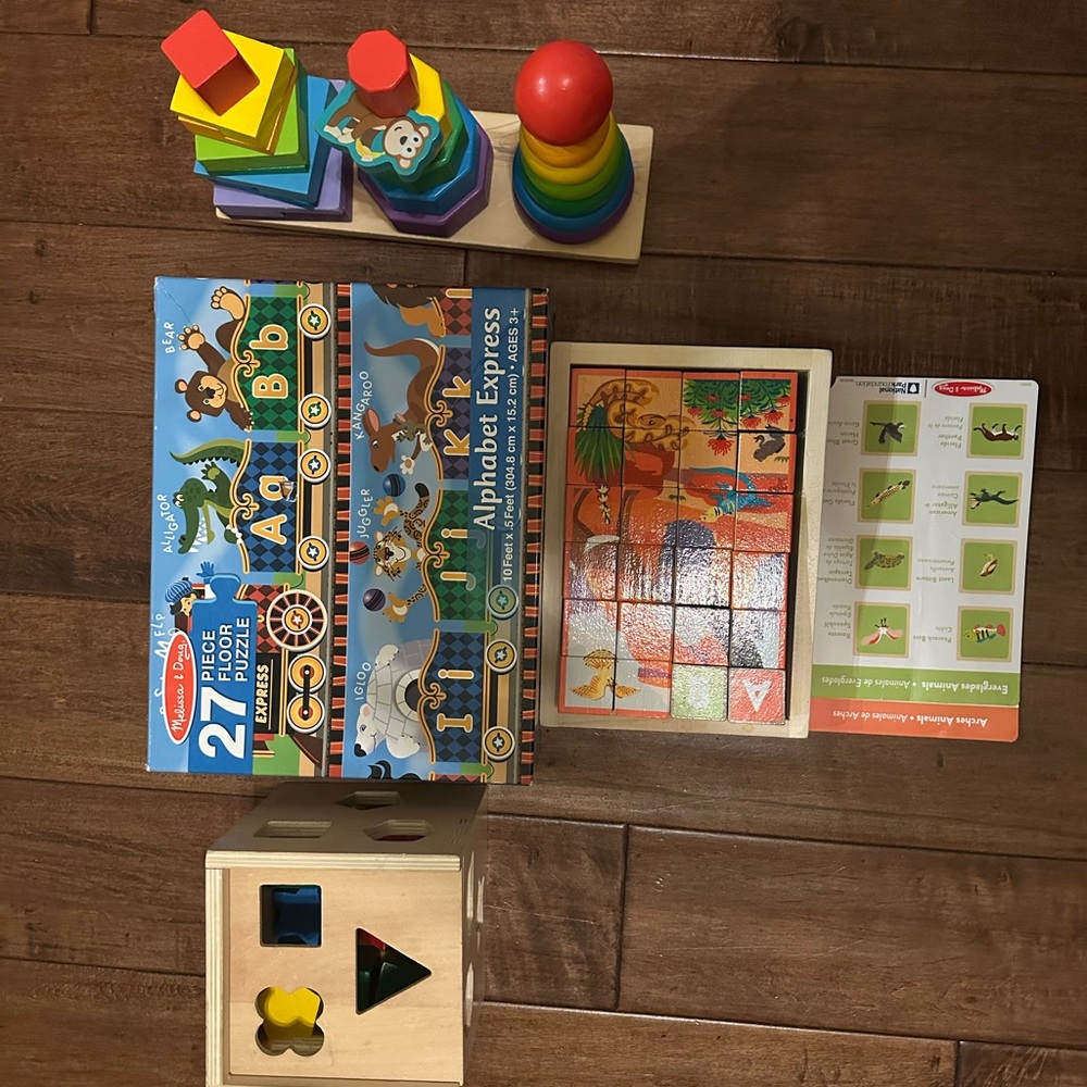 Melissa & Doug Toddler Toy Bundle | Wooden Montessori Learning Toys + Puzzle